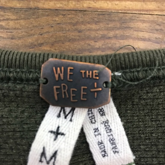 Free People Olive Green Thermal Tee Long Sleeve M - Picture 5 of 8